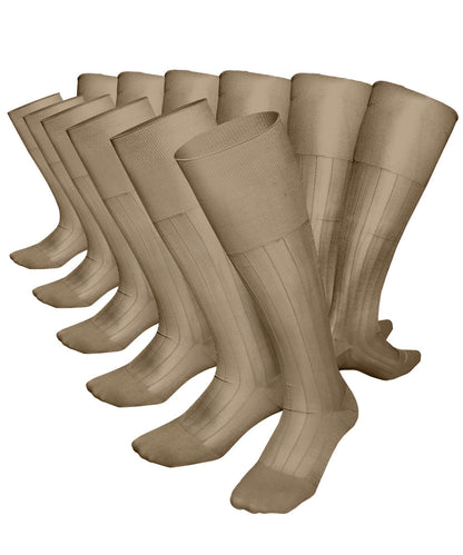 Vittorio Farina Men's Ribbed Shear Nylon Over The Calf Dress Socks