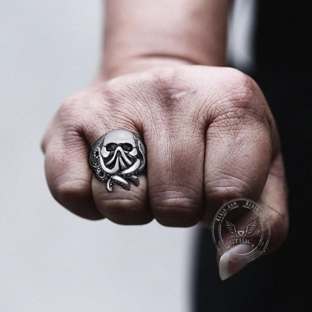 Octopus Seaman Stainless Steel Skull Ring