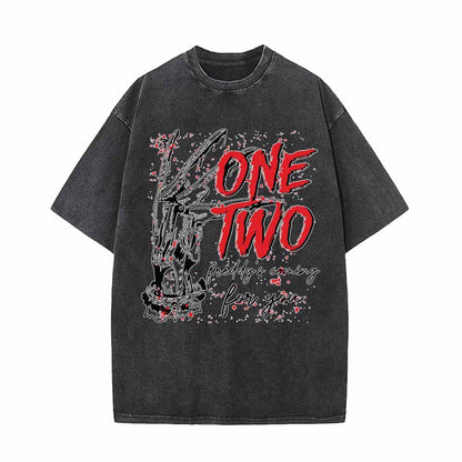 One Two Skull Hand Vintage Washed T-shirt