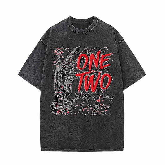 One Two Skull Hand Vintage Washed T-shirt