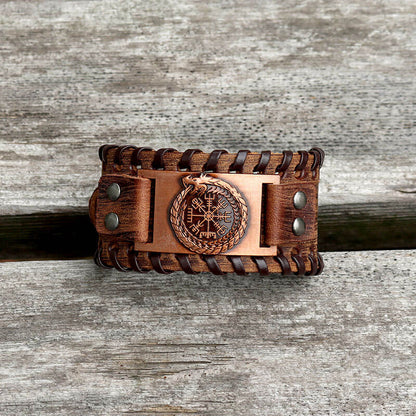 Ouroboros Vegvisir Wristband Leather Bracelet