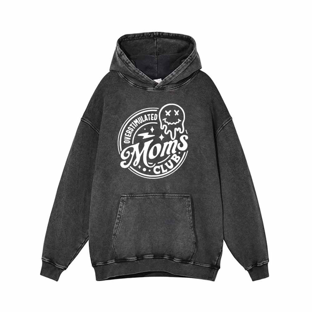Overstimulated Moms Club Ghost Vintage Washed Hoodie