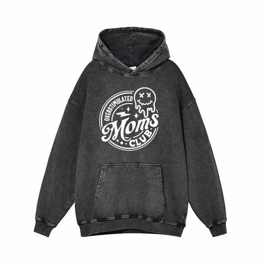 Overstimulated Moms Club Ghost Vintage Washed Hoodie