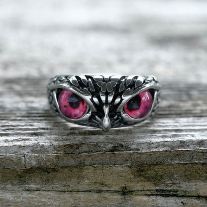 Owl Gem Eye Stainless Steel Ring