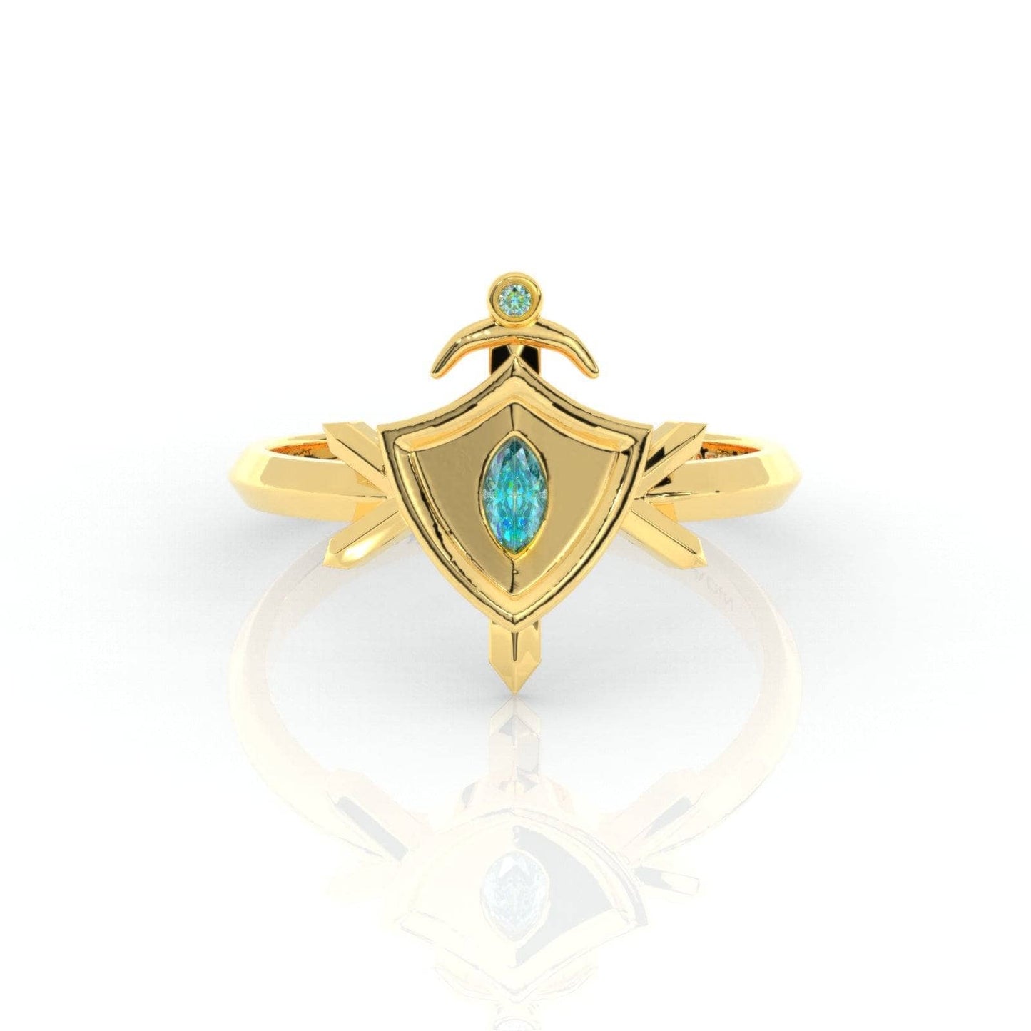 Paladin's Shield Ring (Unisex)- 14k Yellow Gold Video Game Inspired Rings