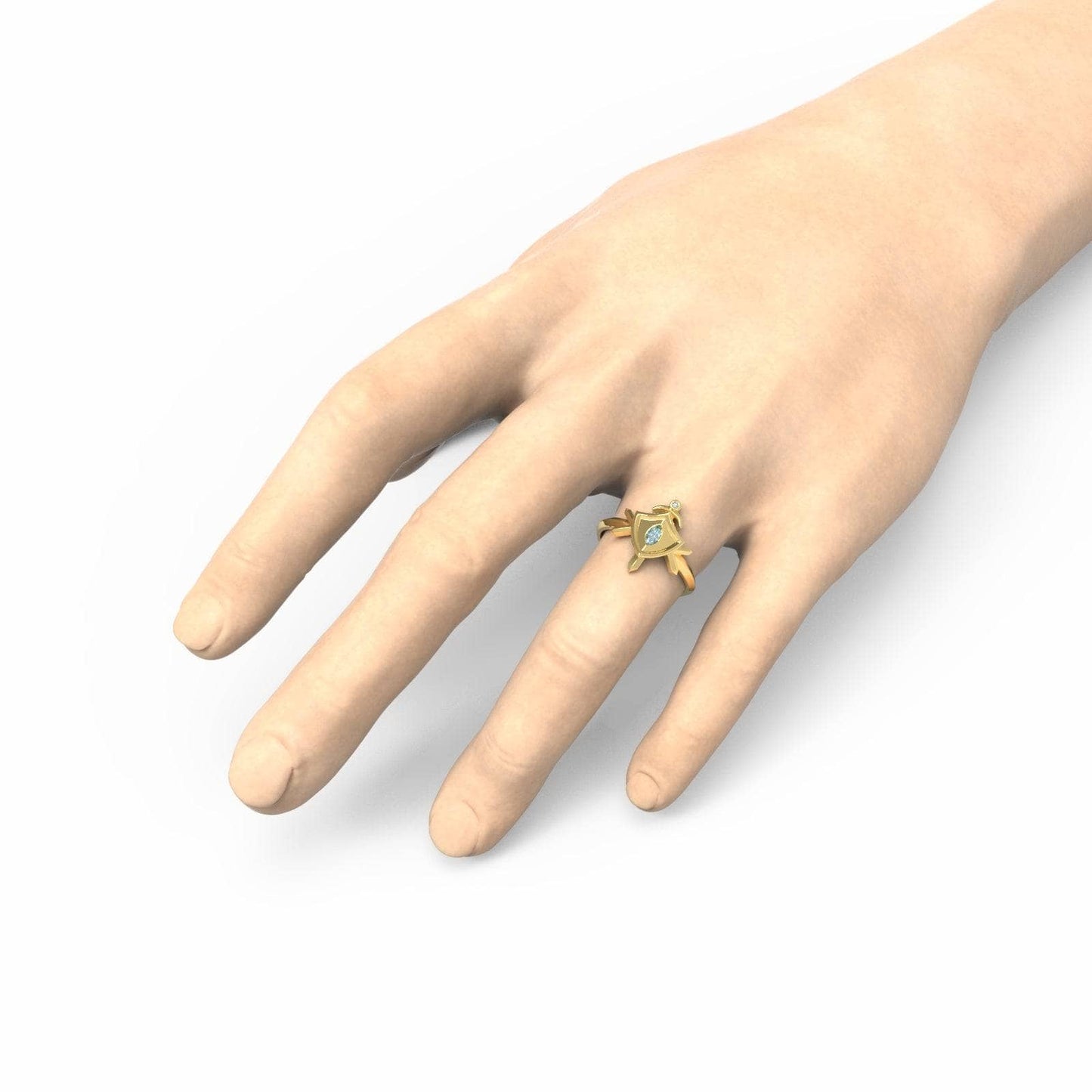 Paladin's Shield Ring (Unisex)- 14k Yellow Gold Video Game Inspired Rings