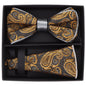 Vittorio Farina Men's Piping Design Bow Tie & Round Pocket Square in Gift Box