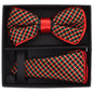 Vittorio Farina Men's Piping Design Bow Tie & Round Pocket Square in Gift Box