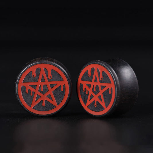 Pentagram Black Ebony Ear Gauge