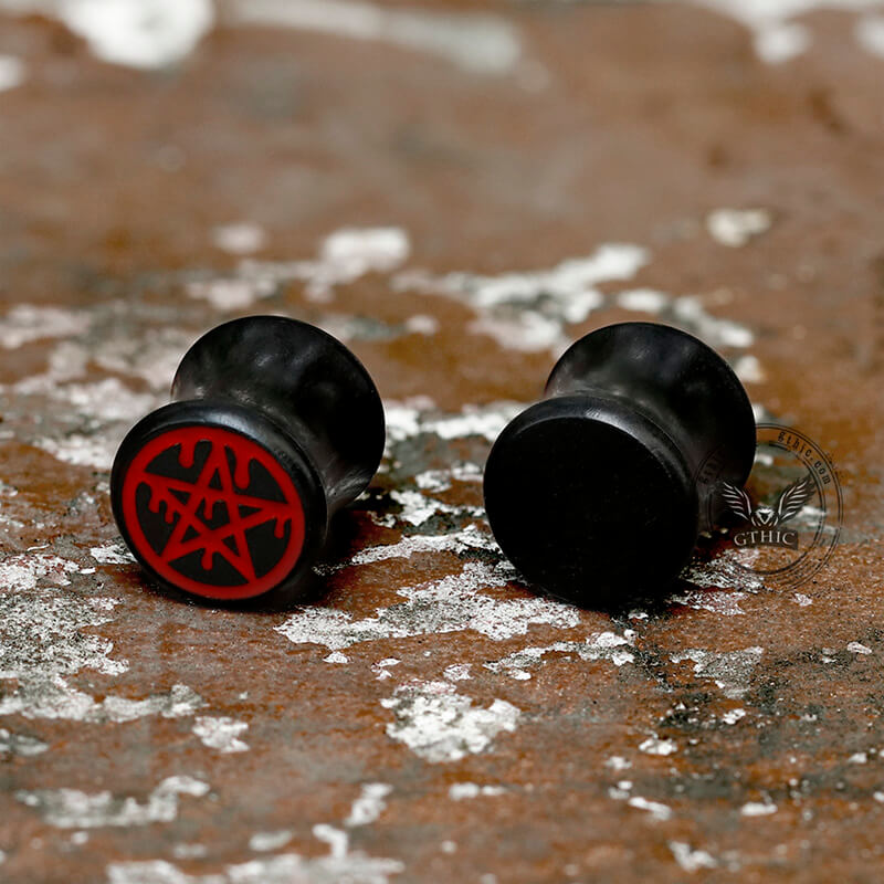Pentagram Black Ebony Ear Gauge