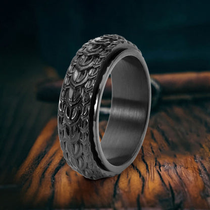Personalized Dragon Scale Titanium Steel Spinner Ring