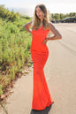 Neon Fitted Satin Dress