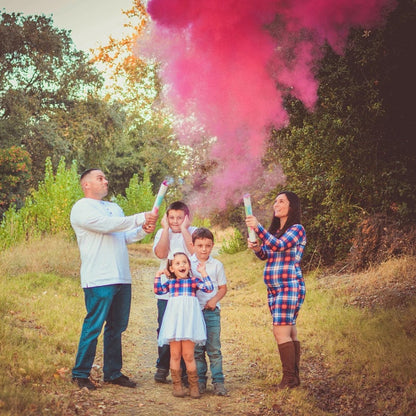 Pink Gender Reveal Powder Cannon (8 Pack) - 12" Tall - Girl She Her Popper Biodegradable Twist and Pop Smoke Blaster