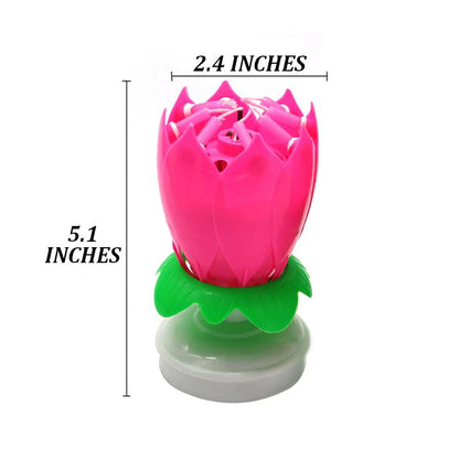 Pink "Happy Birthday" Singing Musical Flower Candle - Rotating Party Light Magical Lotus Music Cake Candles