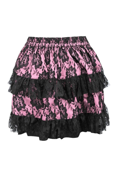 Pink/Black Lace Ruched Bustle Skirt