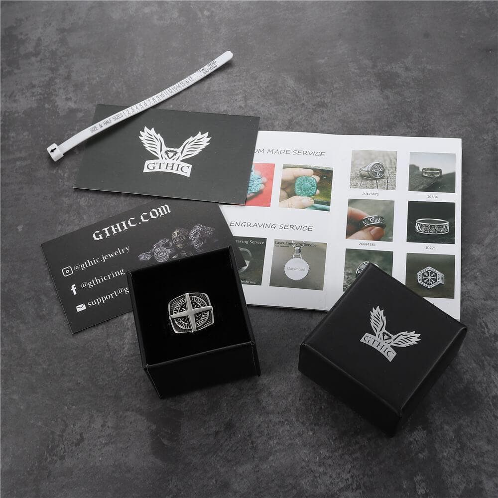 Pirate Compass Cross Stainless Steel Ring