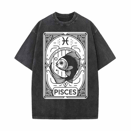 Pisces Tarot Card Horoscope Vintage Washed T-shirt