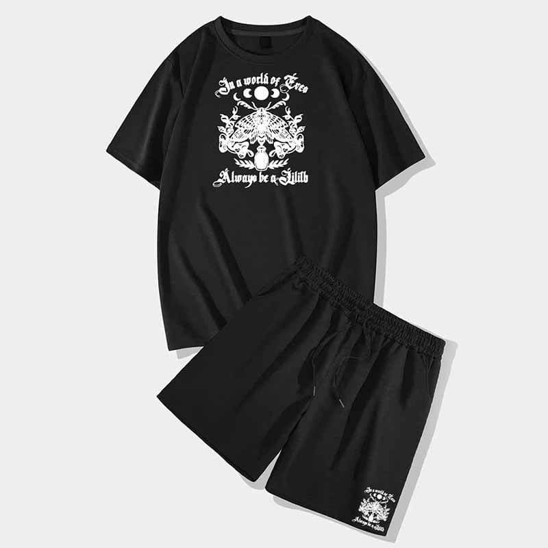 Plant Moth Short Sleeve T-shirt and Shorts Set