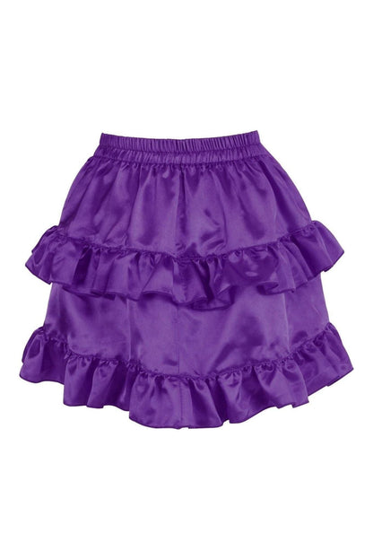 Plum Satin Ruched Bustle Skirt