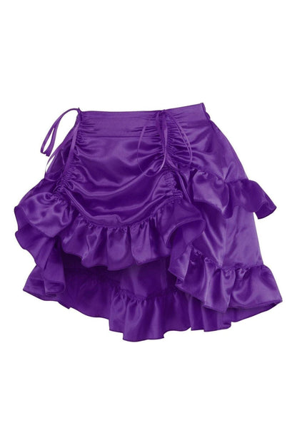 Plum Satin Ruched Bustle Skirt