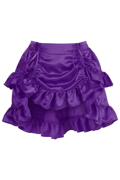 Plum Satin Ruched Bustle Skirt