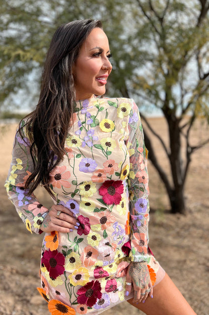 Three Dimensional Floral Dress -clearance
