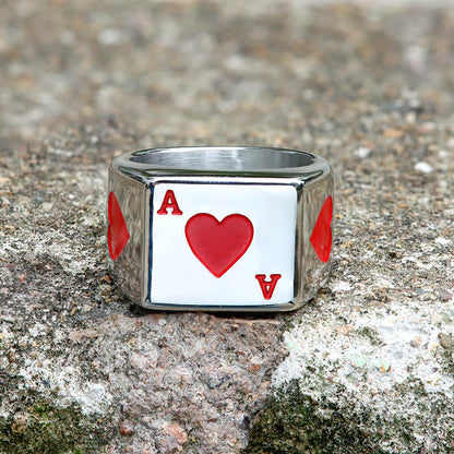 Poker Card Stainless Steel Ring