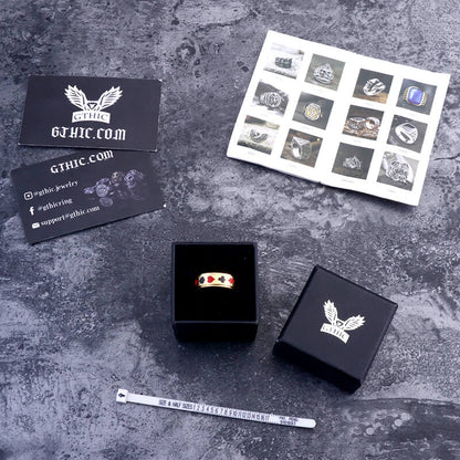 Poker Card Stainless Steel Spinner Ring