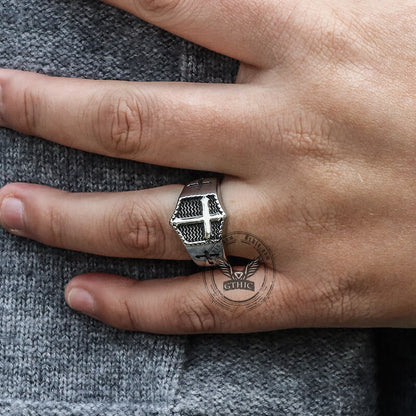 Polished Cross Stainless Steel Christian Ring