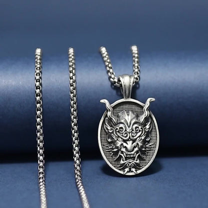 Prajna Ghost Mask Pure Tin Pendant