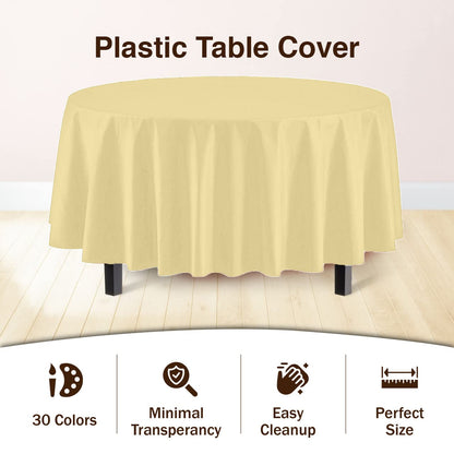 Premium Round Light Yellow Plastic Table Cover