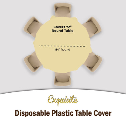 Premium Round Light Yellow Plastic Table Cover