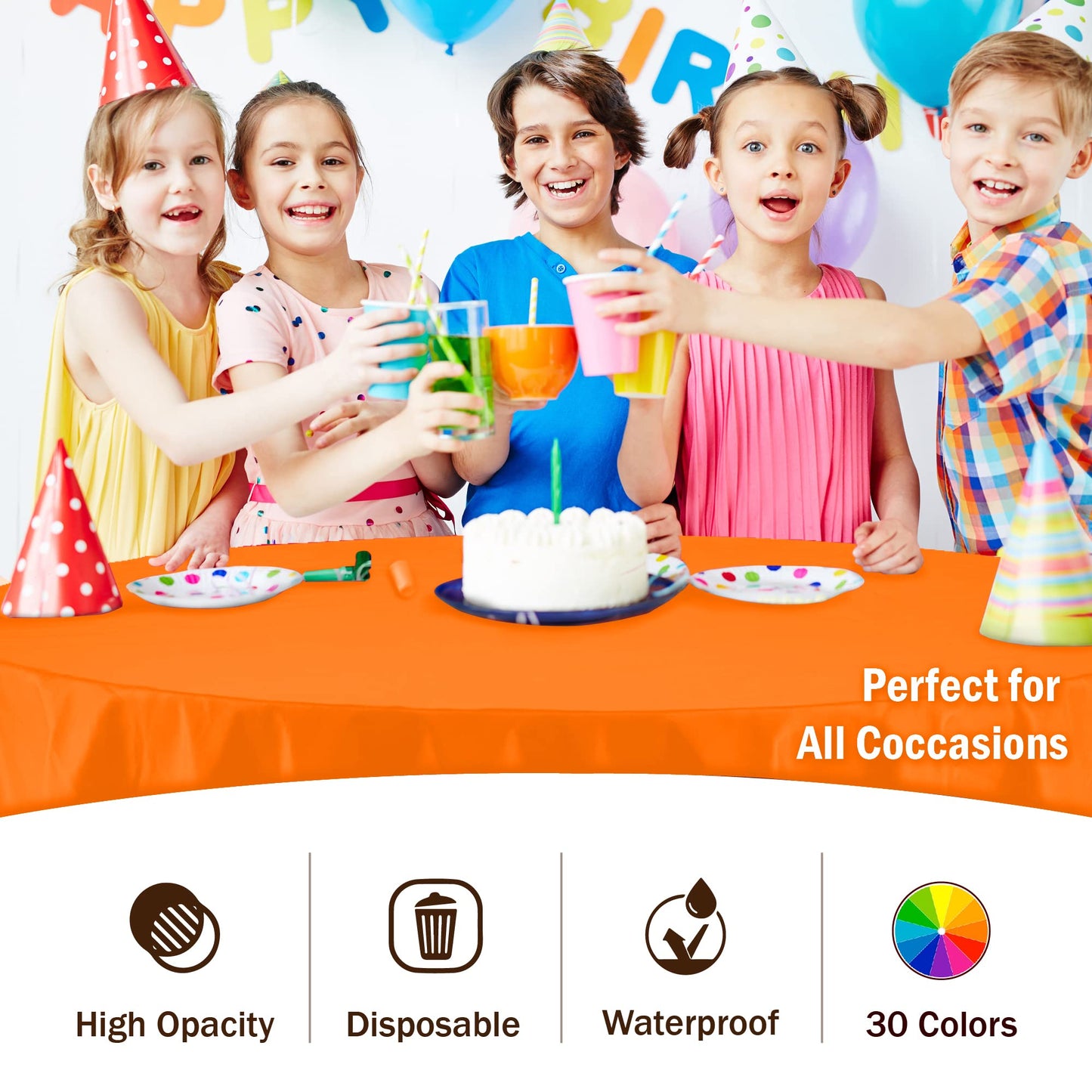 Premium Round Orange Plastic Table Cover