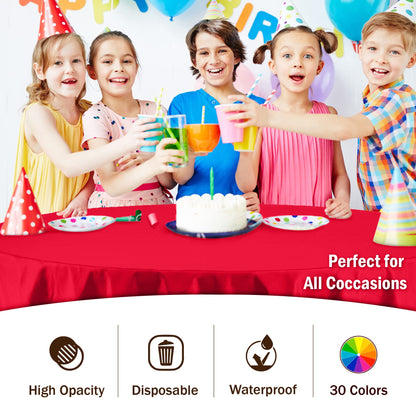 Premium Round Red Plastic Table Cover
