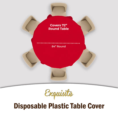 Premium Round Red Plastic Table Cover