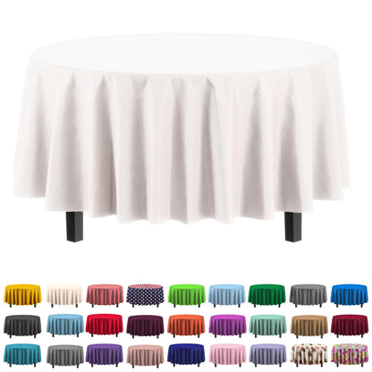 Premium Round White Plastic Table Cover | Case of 96