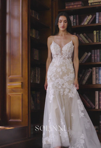 Noelle – Lace Mermaid Wedding Dress with Petal Embroidery