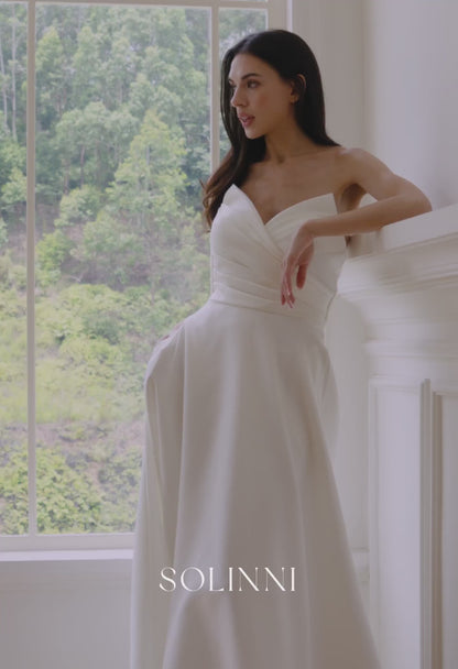Kaya – Mikado Wedding Dress with Detachable Colorful Bow