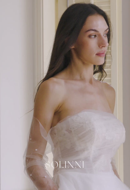 Ophelia – Ball Gown Wedding Dress with Pearl Gloves