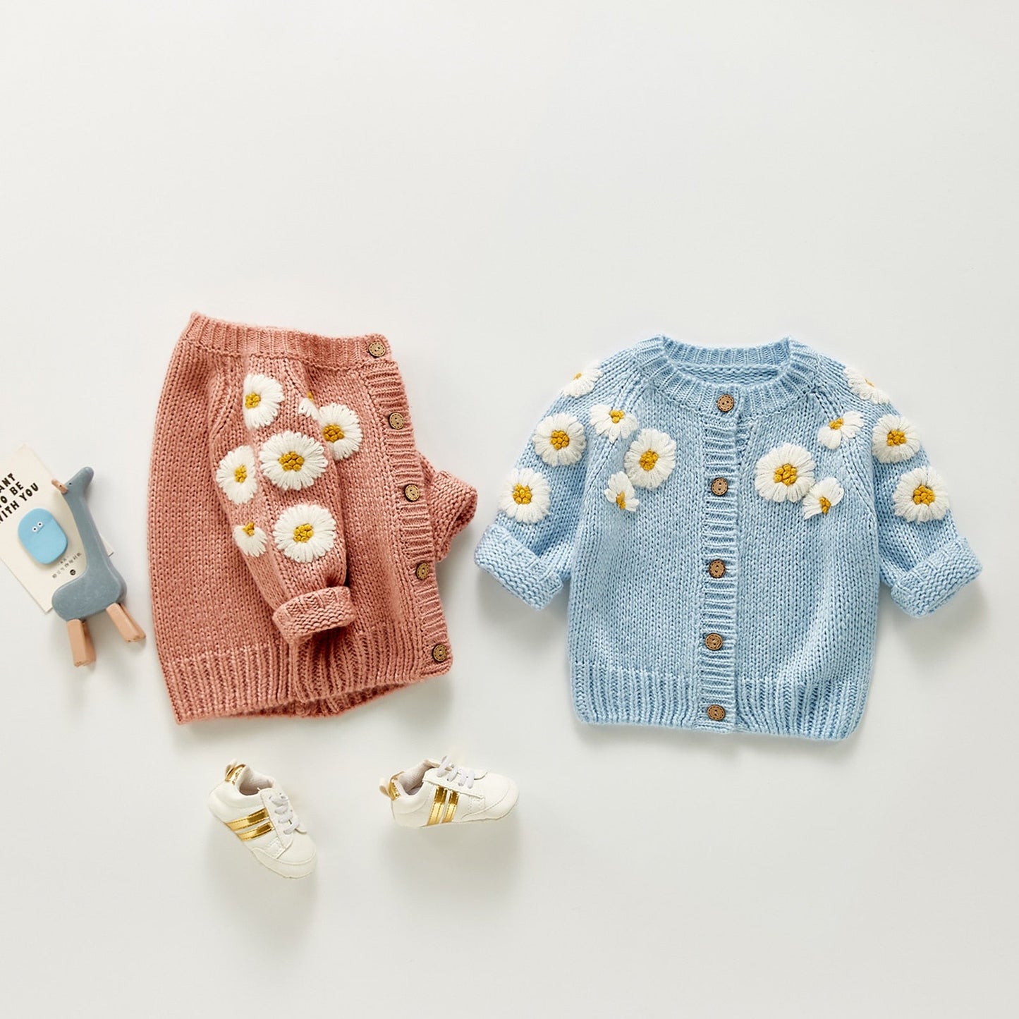 Knitted Daisy Infant Baby Girl Sweater Cardigan Top
