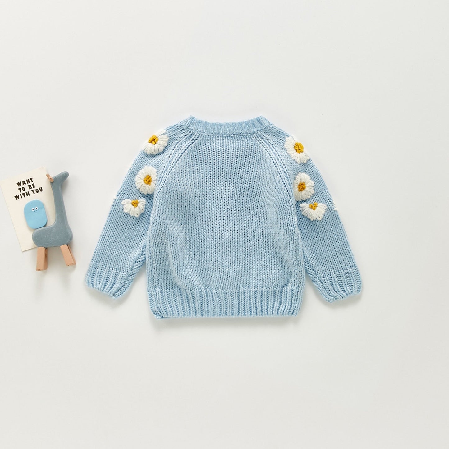 Knitted Daisy Infant Baby Girl Sweater Cardigan Top