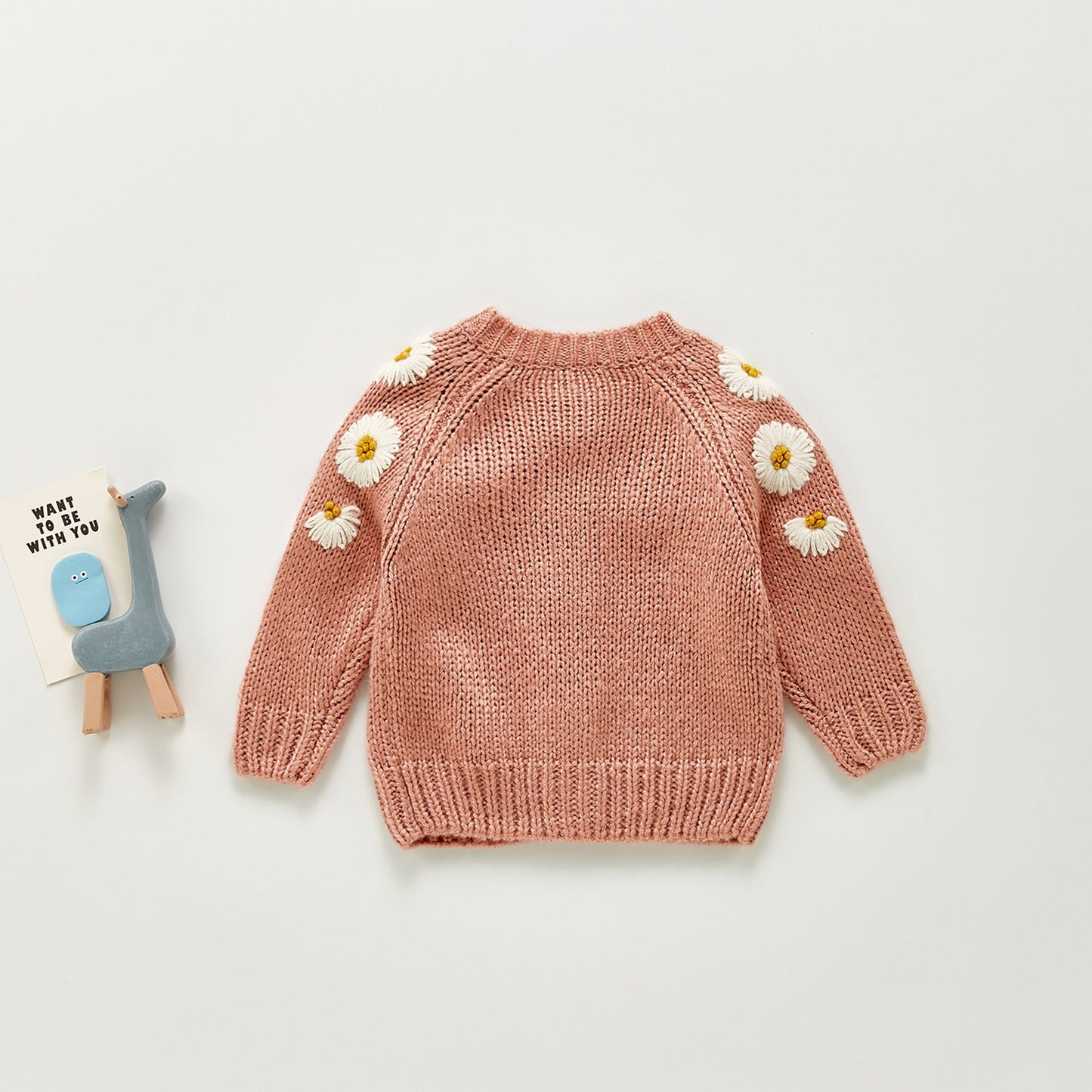 Knitted Daisy Infant Baby Girl Sweater Cardigan Top