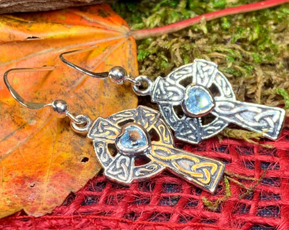 Celtic Cross Heart Earrings