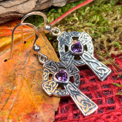 Celtic Cross Heart Earrings