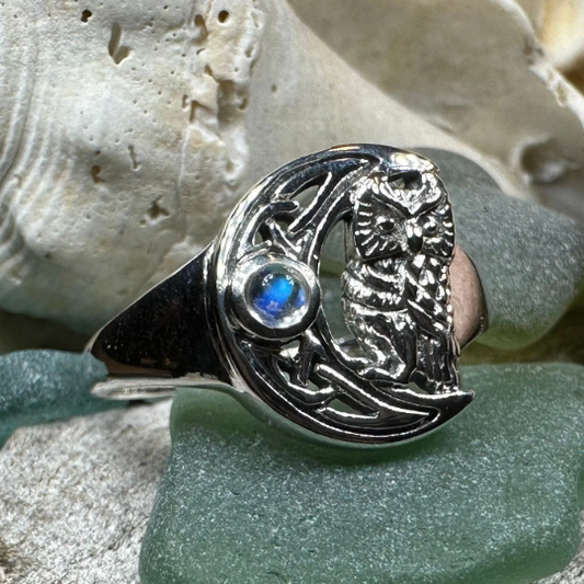 Celtic Owl Moon Ring
