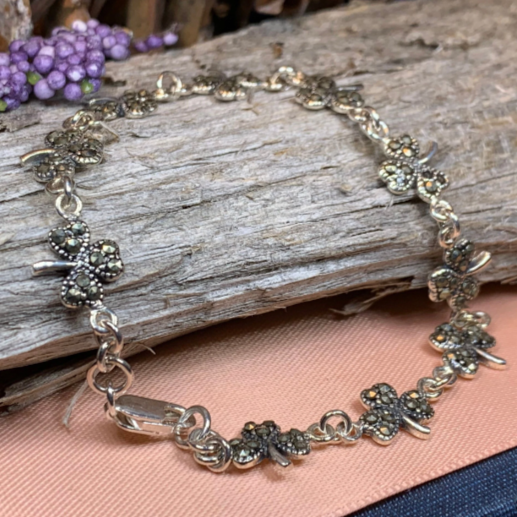 Irish Shamrock Marcasite Bracelet