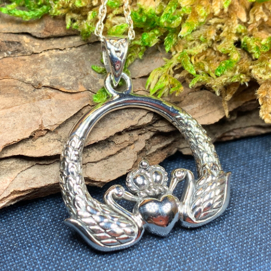 Loving Swan Claddagh Necklace