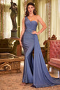 One Shoulder Stretch Satin Gown