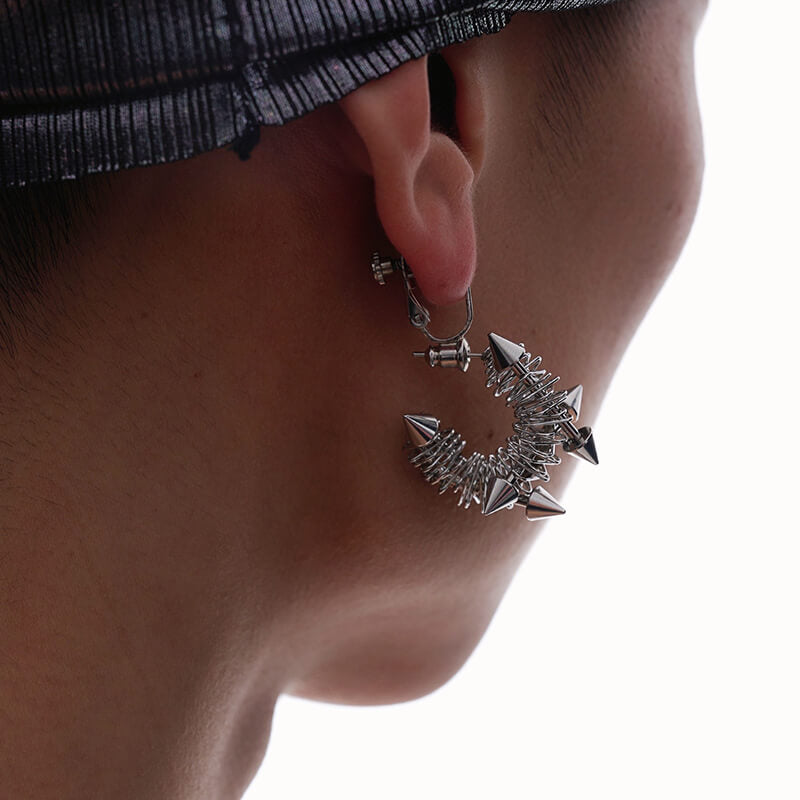 Punk Coil Spring Titanium Steel Earrings