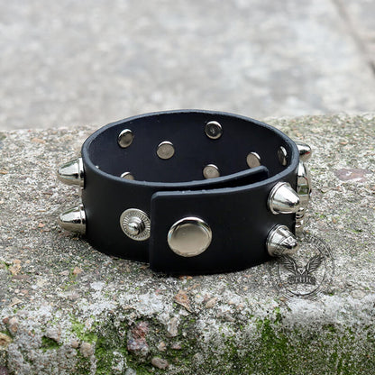 Punk Crossbones Skull Pu Leather Spiked Bracelet